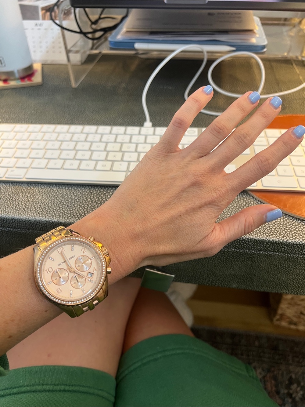 Michael Kors Rose Gold Chronograph Watch with Crystal Accents